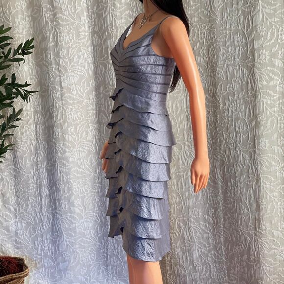 Vintage Y2K Adrianna Papell Metallic Purple/Gray Layered Formal Dress Fairy Sz 4 - Picture 7 of 8